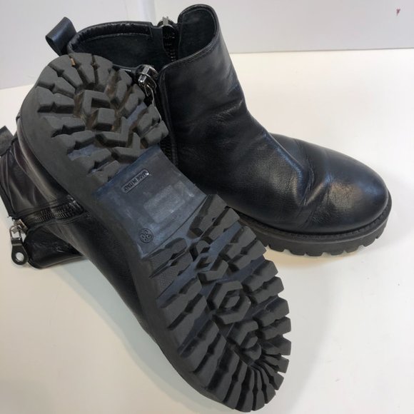 Steve Madden Women Lug Sole Combat Boots with two side zips, leather sz 7,5 - Picture 4 of 6